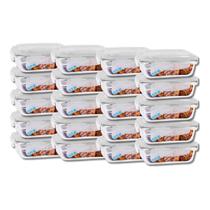Kit 20 Potes Herméticos de Vidro 1520ML c/ Tampa 4 Travas Assados Kit 20 Potes Herméticos de Vidro 1520ML c/ Tampa 4 Travas Assados