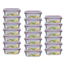 Kit 20 Potes Retangular 4 Travas Marmita Canelado 640ml