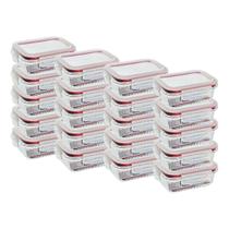 Kit 20 Potes Tigela Hermeticos Tampa c/ 4 Travas Vidro Canelado