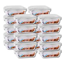 Kit 20 Potes Vidro Hermético Marmita C/ 4 Travas 1040ml