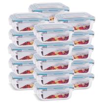 KIT 20 Potes Vidro Herméticos Retangulares Marmita 370ml