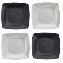 Kit 20 Prato Raso Quadrado Branco e Preto Atacado Buffet Top Kit 20 Prato Raso Quadrado Branco e Preto Atacado Buffet Top