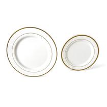 Kit 20 Pratos De Acrílico Luxo Dourado jantar +20 Sobremesa