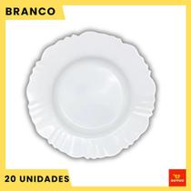 Kit 20 Pratos Fundo com Borda Branco Refeição Churrasco Festa Pratos Plastico Kit 20 Pratos Fundo com Borda Branco Refeição Churrasco Festa Pratos Plastico