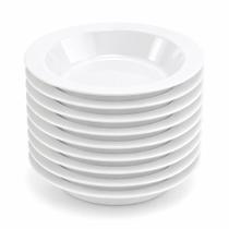 Kit 20 Pratos Fundos Redondos Plástico 24cm Sopa Massa Risoto Salada Microondas Cozinha Mesa