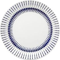 Kit 20 Pratos Rasos Colb 26cm Cerâmica Geométrico para Mesa Posta Azul Biona
