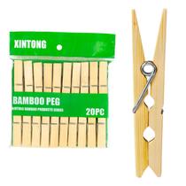 Kit 20 Pregadores Prendedor de Roupa de Bambu 6cm Mola Metálica Sustentável Resistentes Prático Varal Durável Utilitário Kit 20 Pregadores Prendedor de Roupa de Bambu 6cm Mola Metálica Sustentável Resistentes Prático Varal Durável Utilitário