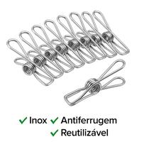Kit 20 Prendedores de Roupa Inox Antiferrugem Reutilizáveis Alta Resistência Para Varal Externo e Interno