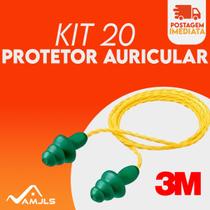 Kit 20 Protetor Auricular Plug De Espuma 3M Com Cordão Abafador Tampão Ouvido Para Dormir