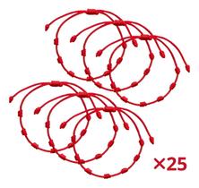 kit 20 Pulseira Tornozeleira 7 Sete Nós Vermelha Cabala Kabbalah Contra o Mal