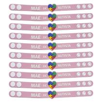 Kit 20 pulseiras emborrachada 22cm com regulagem pai e mãe de autista identificação autismo