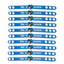 Kit 20 pulseiras emborrachada 22cm com regulagem pai e mãe de autista identificação autismo