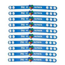 Kit 20 pulseiras emborrachada 22cm com regulagem pai e mãe de autista identificação autismo