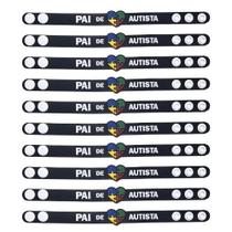 Kit 20 pulseiras emborrachada 22cm com regulagem pai e mãe de autista identificação autismo