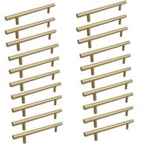 Kit 20 Puxador Haste Dourado Em Inox Redondo 192mm Kit 20 Puxador Haste Dourado Em Inox Redondo 192mm
