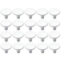 Kit 20 Puxador Ponto Girare Branco Brilho 22mm Para Gavetas De Móveis