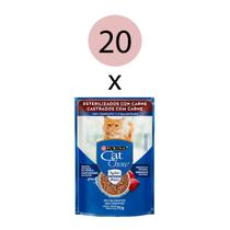 KIT 20 Ração Úmida Nestlé Purina Cat Chow Castrados Carne ao Molho Sachê 85g