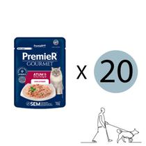 Kit 20 Ração Úmida Premier Gourmet Gatos Adultos Castrados Atum E Arroz Integral