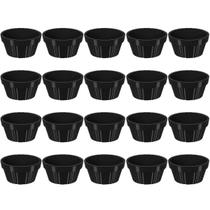 Kit 20 Ramekin 30ml Molho Maionese Shoyu Restaurante Preto Ramequim Oriental Uno Coza Canelado