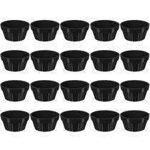 Kit 20 Ramekin 30ml Molho Maionese Shoyu Restaurante Preto Ramequim Oriental Uno Coza Canelado