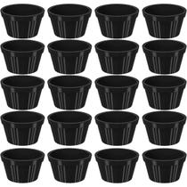 Kit 20 Ramequim Plástico Preto Canelado 60ml Molheira Pequena Uno Coza Restaurante