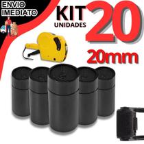 Kit 20 Refil De Tinta Tinteiro Rolete 20mm Para Precificadora Etiquetadora De Preço Manual Universal