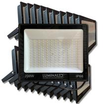 Kit 20 Refletor Holofote 200w Carcaça Preto Ip66 Alta Bivolt Jardim Até 80% Economia de Energia
