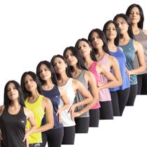 Kit 20 Regatas Branco Feminina Dry Fit Fitness - Grade