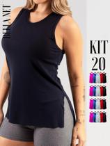 KIT 20 Regatas Femininas Tapa Bumbum Cumprida Cores Lisas Camiseta Esportiva - Multicolorido - G