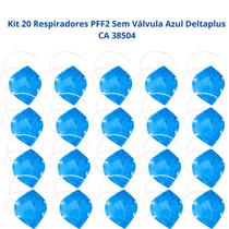 Kit 20 Respirador PFF2 Sem Válvula Alta Filtragem Azul Deltaplus CA 38504 Kit 20 Respirador PFF2 Sem Válvula Alta Filtragem Azul Deltaplus CA 38504