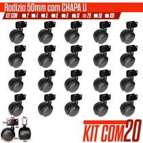 Kit 20 Rodinhas Para Berço Móveis Chapa U 50mm Roda Rodízio Sup 60 kg