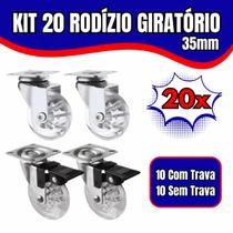 Kit 20 Rodízio Giratório Em Gel Rodinha Silicone Para Móveis 35mm 10 Com Freio 10 Sem Freio Anti Risco