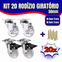 Kit 20 Rodízio Giratório Em Gel Rodinha Silicone Para Móveis 50mm 10 Com Freio 10 Sem Freio Anti Risco