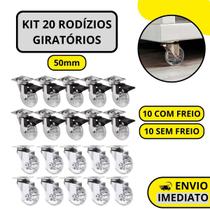 Kit 20 Rodízio Giratório Em Gel Rodinha Silicone Para Móveis 50mm