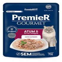 Kit 20 Sachês Premier Para Gatos Adultos Castrados Sabor Atum E Arroz Integral 70g Kit 20 Sachês Premier Para Gatos Adultos Castrados Sabor Atum E Arroz Integral 70g