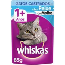 kit 20 saches whiskas castrados 10 sabor carne +10 sabor peixe 85gr