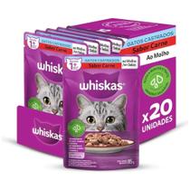 Kit 20 Sachês Whiskas Gato Adulto Castrado Carne 85g