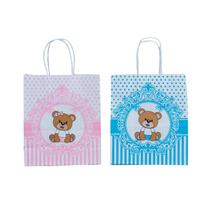 Kit 20 Sacolas Ursinho Rosa 20 Ursinho Azul 17,5x8,5x21,5cm Total 40 Un Kit 20 Sacolas Ursinho Rosa 20 Ursinho Azul 17,5x8,5x21,5cm Total 40 Un