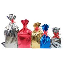 Kit 20 Sacos de Presente Metalizado Vários Tamanhos Com Laço