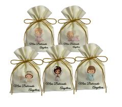 Kit 20 Saquinhos Festas Surpresa Lembrancinhas Batizado Batismo Menina MOD 2
