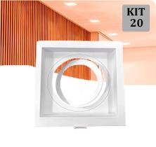 Kit 20 Spot Embutir MR11 Recuado Quadrado Branco Com Soquete