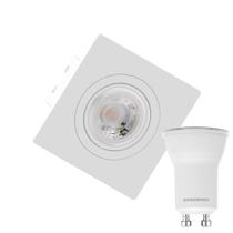 Kit 20 Spot Embutir Quadrado Face Plana Mini Dicroica Mr11 Branco + Lâmpada LED 4w 4000k