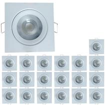 Kit 20 Spot Led Croica Embutir Teto Gesso Quadrado 3W 6000k Branco Frio Luminária Cozinha Quarto Direcional - Kian