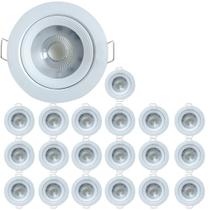 Kit 20 Spot Led Dicroica Embutir Redondo 5W 6000k MR16 Branco Frio Luminária Direcional Teto Gesso Casa Loja Sanca