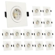 Kit 20 Spot Led Embutir Quadrado 7W Branco Quente 3000k Biv