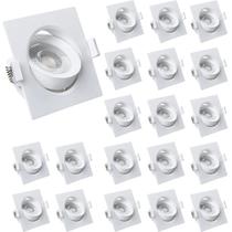 Kit 20 Spot Led Quadrado Direcional 3W Branco Frio 6500k Bivolt - Luz Fria, Econômica e de Longa Duração