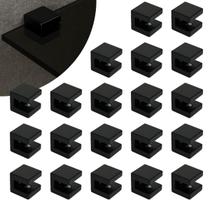 Kit 20 Suportes Fenda Quadrado 1 Furo Para Prateleira de Vidro 6mm em Zamac Preto Pintura Eletrostática Automotiva Kit 20 Suportes Fenda Quadrado 1 Furo Para Prateleira de Vidro 6mm em Zamac Preto Pintura Eletrostática Automotiva