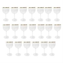 Kit 20 Taça Borda Dourada Vinho Água Licor Gin 600ml Kit 20 Taça Borda Dourada Vinho Água Licor Gin 600ml