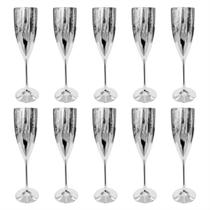 Kit 20 Taça Metalizada Champagne Acrílico Festa Prata 180ml