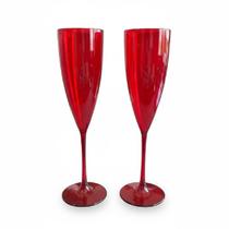 Kit 20 Taças champanhe acrilico Vermelha transparente 180ml